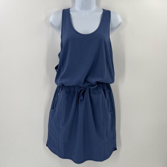 Patagonia Fleetwith Travel Dress M Blue Tank Drawstring Waist Stretch Active - Picture 1 of 13